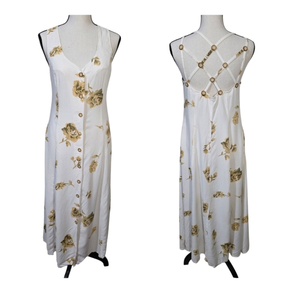Vintage Floral Button-Down Maxi Dress - Picture 2 of 5